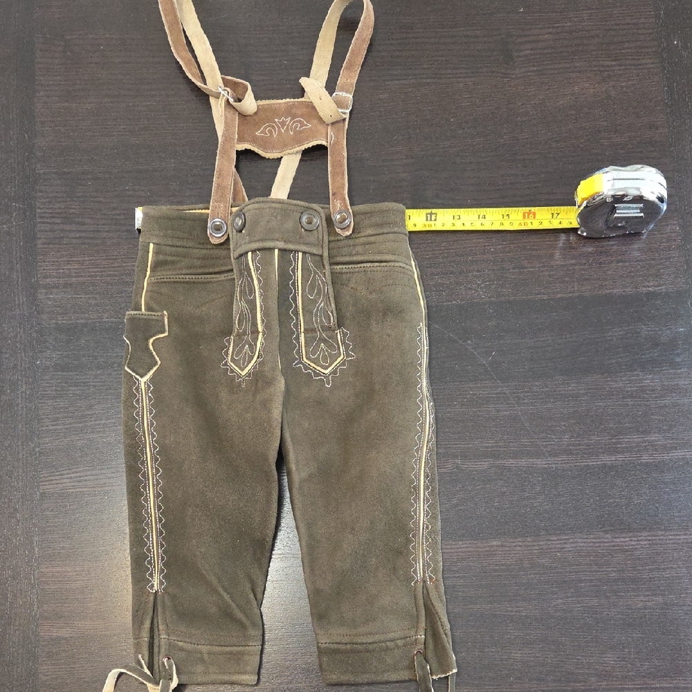 Brown Embroidered Kids Lederhosen
